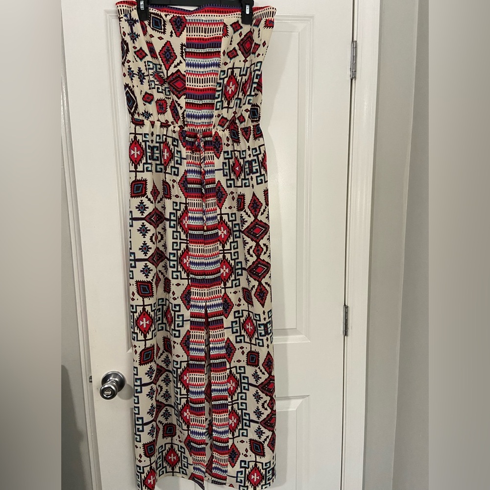 Xhilaration Red and Brown Strapless Sundress